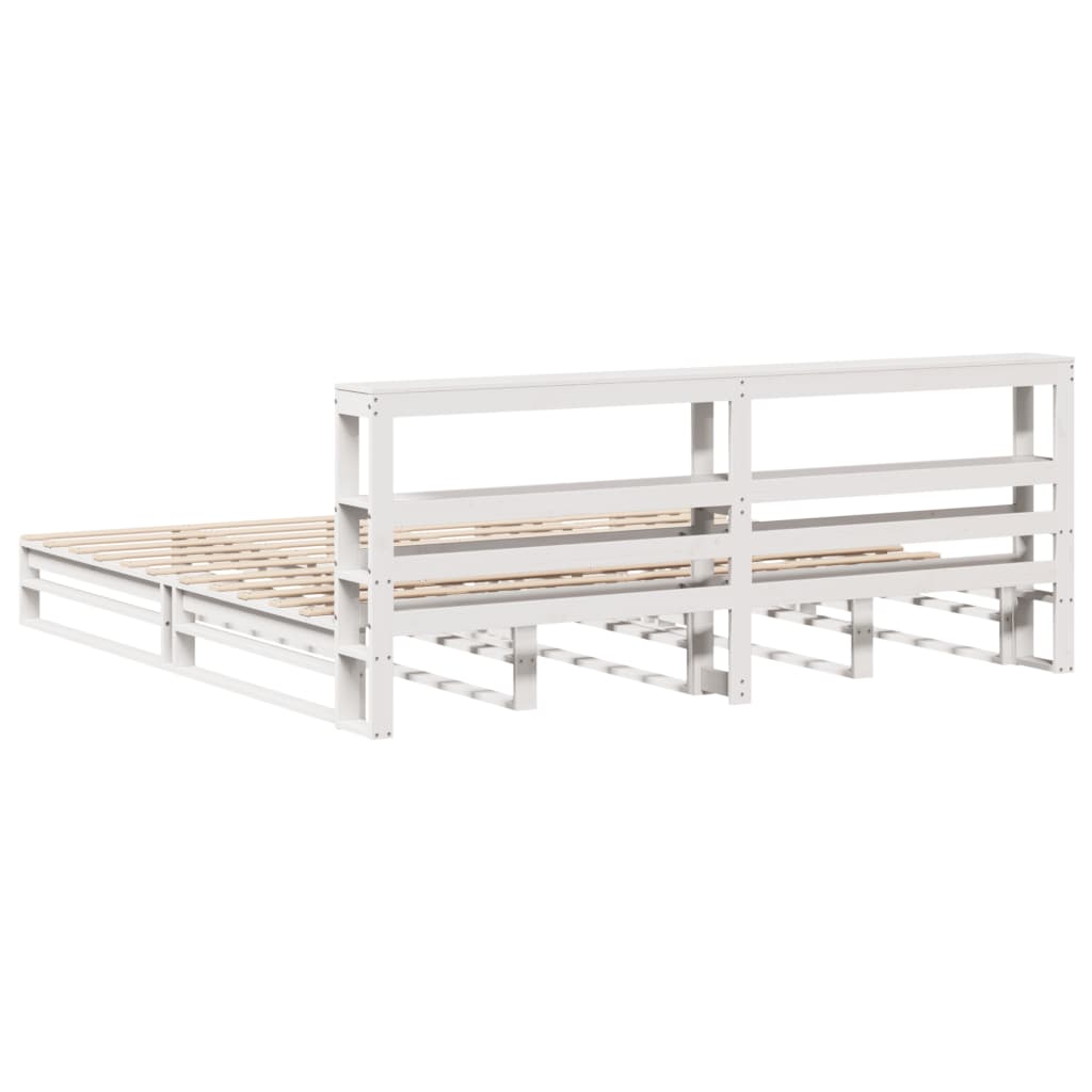 Bed Frame without Mattress White 200x200 cm Solid Wood Pine